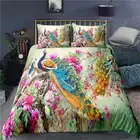 Duvet Cover Set Single Bed Double Bed Queen Bed Peacock Flower Linen