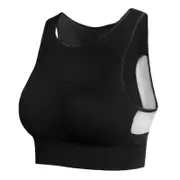 Nevenka Longline Sports Bra with Removable Pads Racerback Tank Top-Black
