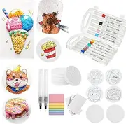 Handytoolinc 34 Pcs Magic 3D Foam Texture Painting Kit, Magic Puffy Paint Art Sponge Kits for DIY with 20 Foam Paper and 2 Waterpen, 12 Colorpen, Bubble Drawing Back to School Craft Supplies