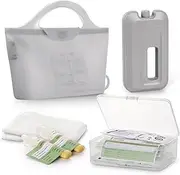 haakaa Colostrum Feeding Essentials Pack - 4ml Colostrum Collector Kit(6pcs) +Silicone Microwave Steam Sterilizer Bag 750ml + Reusable Ice Packs for Cooler