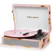 Vintage 3-Speed Bluetooth Record Player with Built-in Speakers, Retro LP Viny...