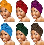 [SATINIOR] 6 Pieces Women Turban African Pattern Headwrap Colorful Printed Pretied Flower Knot Bonnet Hat for Women(Bright Colors), Bright Colors