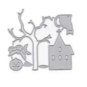 2Pcs Scrapbook DIY Carbon Steel Embossing Etching Cutter Die Halloween Tree Pumpkin Cat Bat WS-1072 11*10.3cm