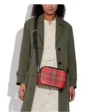 Coach Jamie Camera Bag With Tartan Plaid Print - Red/Black Multi CC146