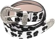 [GAROZATION] Fashionable Leopard Print Belt with Western Buckle Vintage Inspired Waistband for Women for Western Cowgirl Outfits Casual Wear Durable Faux Horsehair Design Embrace Fashion Trends