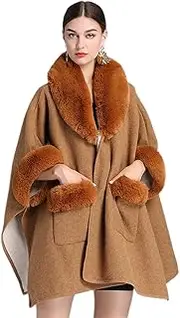 [LUCEAE] Wheelchair Clothing Winter Poncho Cape Coat, Women Knitted Cloak Poncho, Fashion Oversize Cardigans (Size : E)