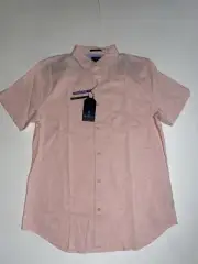 New Men Medium Ben Sherman Button Up Shirt Short Sleeves Stretch Fabric