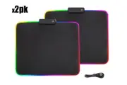 2pk RGB LED Glowing Gaming Mouse Pad Mat 12 Light Modes Non-Slip Rubber Waterproof Surface