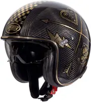 Premier Vintage Carbon Chromed, open face helmet , color: Black/Gold , size: S