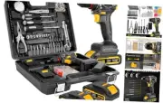 Brushless Compact Drill Tool Set, 60N.m 20V Cordless Drill Tool Box with 2 Gray