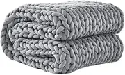 [DREAMZ] Knitted Chunky Bulky Knit Throw Weighted Blanket 3 kg, Grey
