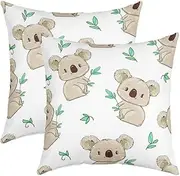 [Feelyou] Koala Throw Pillow Covers Soft Square 16"x16" Cute Animal Pattern Cushion Case Home Decor Set of 2 Pillow Cases Kawaii Koala Pillowcases for Couch Sofa Living Room Bedroom Bed Chair