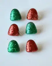 6 Glitter Gum Drop Buttons / Shank Back / Jesse James Holiday Embellishments