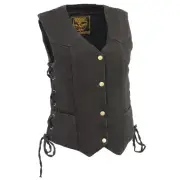 Milwaukee Leather MDL4001 Womens Black Side Lace 4 Snap Front Western Denim Vest