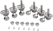 Kisangel 6PCS Right Side Nickel Lock Tuning Pegs for Electric Guitar Durable Guitar Machine Heads for Precise Tuning and Enhanced Sound Quality Silver