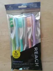 6 Reach Toothbrushes with Built-in Tongue Cleaners + Free Caps!