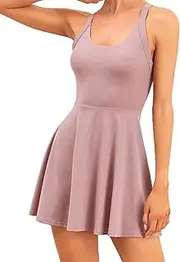 [gofiep] Women's Summer Cut Out Twisted Tennis Dress With Built-in Shorts and Bra - Workout Golf Athletic Dress for Women