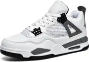 Men's Air 4 Retro Classic Skate Shoes Fitness Trainers Basketball Casual Sneakers Running Walking A4blue 1 A4white Grey 6.5 UK