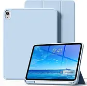 JJKSML New iPad 10th Generation Case 2022 with Pencil Holder, Smart Trifold Stand Case with Slim Soft TPU Back Shell Cover for iPad 10th Gen 10.9 inch, Support Touch ID, Auto Wake/Sleep, Light Blue