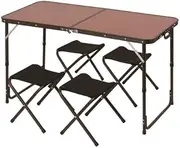 Konan Original Aluminum Table Set SP23TB003 Dark Brown (Top Plate: Wood Grain Texture)