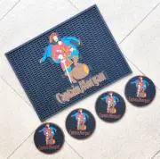 Captain Morgan Rubber drip mat bar mat spill mat bar runner & 4pcs beer coasters
