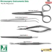 Microsurgery Instruments Noyes Spring Scissors Castroviejo Surgical Forceps 5pcs