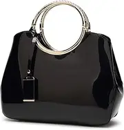 JUNMIN Ladies Red Bridal Bag Fashion Shiny Messenger Bag Handbag All-Match Shoulder Bag (Color : Black)