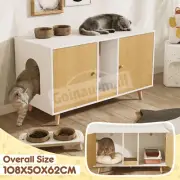 3 In 1 Cat Litter Box Enclosure Pet Bed House Hidden Side Console Table Hallway