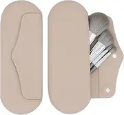 Makeup Brush Holder Travel Makeup Brush Bag Silicone Make Up Brush Travel Case with Magnet Closure Cosmetic Brushes Organiser Case Pouch Portable (Sand Pink)