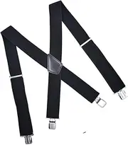 [COLLBATH] 1Pc Men's Adjustable Elastic Suspenders with Clips Design for Comfortable Fit Black Pants Braces for Casual and Formal Wear