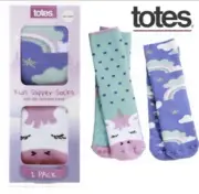 Totes Toasties Kids Slipper Socks - Unicorn & Rainbows 3-6 years NIP