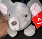 Aurora Vtg Plush Gray Mouse Small 8” soft toy NWT Condition