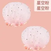 Yulu - Print Shower Cap / Set (various designs) Set of 2 - Light Pink & Light Pink - One Size