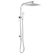 Chrome Bath Square 10'' Ultrathin Rainfall Shower Head 3-MODE Handheld Set Gooseneck Arm Wall Rail Diverter WELS
