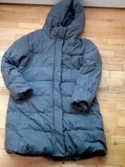 Nwt UNIQLO womens wool blend down coat gray hood XL