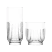 LAV 12 Piece Tokyo Art Deco Drinking Glasses Set - Vintage Long Drink Glass Cocktail Tumblers - Highball & Whiskey