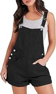 [ANRABESS] Overalls for Women Denim Shorts Overalls 2025 Summer Casual Loose Fit Adjustable Rompers Jean jumpsuit Bib Shortalls