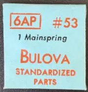 OEM NOS Bulova Cal. 6AP Watch Mainspring Part# 53