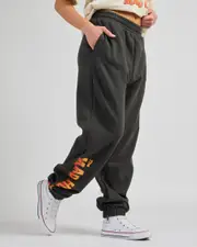 [The Mad Hueys] The Mad Hueys Women's Rumble Jungle Track Pants in Vintage Black Size Large L Vintage Black