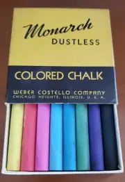 NEW Vintage 1950s MONARCH Dustless Colored CHALK Weber Costello CHICAGO Heights