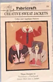 SWEAT JACKETS TRANSFORM PATTERN 3 DESIGNS UN-CUT VINTAGE 1989