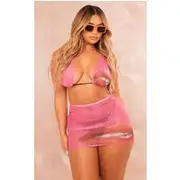 Shape Pink Printed Mesh Bralet, Pink