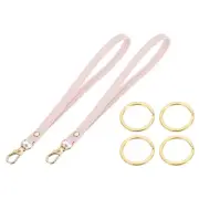 7 Inch Wristlet Strap PU Leather with 4 Gold Rings for Clutch (2 Pack, Pink)