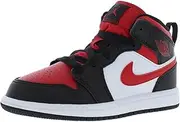 [Nike] Air Jordan 1 Mid Pre School, Black/Fire Red-white, 12 US
