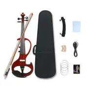 A Red-lacquered Electric Violin with Four Strings, Inclusive of A Shoulder Rest