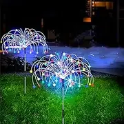 2 Pack Solar Garden Lights, 150 LED Waterproof Solar Firework Light with 8 Modes Decorative Sparkles Stake Landscape Outdoor Lighting, Copper Wire Lamp for Backyard Lawn Patio Deco