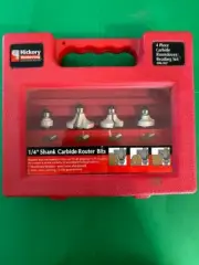 Hickory Woodworking 4 Piece Carbide Roundover Set 1/4" Shank Router Bits RBK1027
