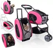 5-in-1 Pet Carrier with Backpack, Pet Carrier Stroller, Shoulder Strap w Wheels