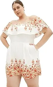 [City Chic] Women's Plus Size Playsuit - Poppy Print Off Shoulder