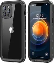 Protebox for iPhone 12 Pro Waterproof Case with Built-in Screen Protector, Shockproof Dustproof Full Body Protective IP68 Waterproof Phone Case for iPhone 12 Pro 6.1 inch (Black/Clear)